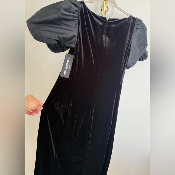 KARL LAGERFELD PARIS Elegant Black Puff Sleeve Dress - Picture 8 of 16